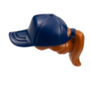 LEGO® Part 35660pb02 - Minifigure, Hair, Ponytail with Dark Blue Ball Cap - Picture 1 of 1