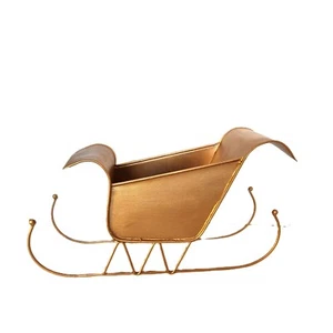 Metal Gold Colored Christmas Winter Sleigh Craft Centerpiece Starter Card Holder - Picture 1 of 6