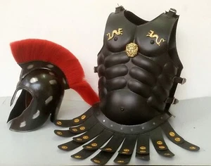 Medieval Troy Helmet with Muscle Armor Cuirass Jacket Halloween Costume Gift - Picture 1 of 2
