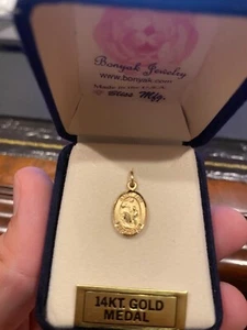 14kt Yellow Gold St. Ann Medal 1/2 x 1/4 inches by Bonyak Jewelry - Picture 1 of 2