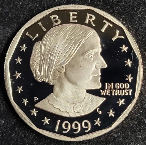 1999-P Susan B Anthony Proof Dollar $1 US Mint Coin PR Cover