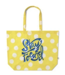 Stay Focused Reusable Packable Tote Dot Bag Blue Yellow Tabitha Brown Target - Picture 1 of 2