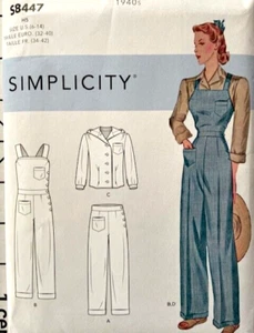 Simplicity Womens Bib Overalls Sewing Patterns New Vintage 1940s - Picture 1 of 2