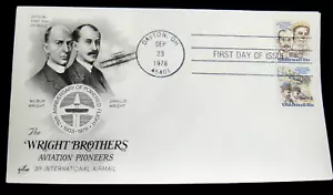 Wright Brothers Anniversary FDC Cachet con primo giorno emissione posta aerea coppia francobolli 1978 - Foto 1 di 1