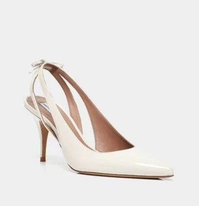 New Women's Tabitha Simmons Erika Bone Patent Leather Slingback Heel 37B - Picture 1 of 4