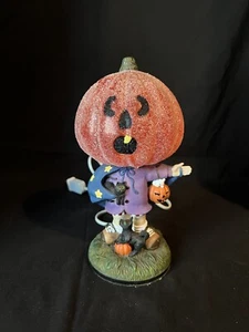 Vintage Halloween Light Up orange Kürbis Stirnlampe Trick or Leckerbissen 9 Zoll JCPenney - Bild 1 von 20