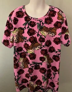 Lularoe Disney BELLE BEAUTY & THE BEAST Girls Gracie TOP 10 Shirt ROSES - Picture 1 of 2