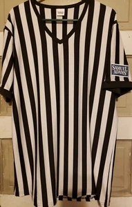 Neu ohne Etikett Samuel Adams Schiedsrichter V-Ausschnitt Herrenhemd Größe XL schwarz weiß gestreift WEICH. - Bild 1 von 5