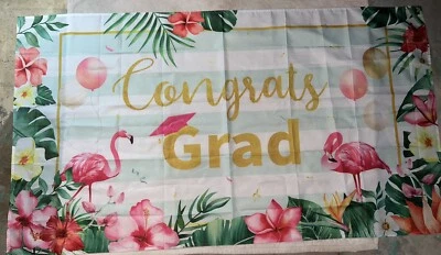 Graduation Banner - Congrats Grad - Flamingos - New In Packaging  - Image 1 of 3