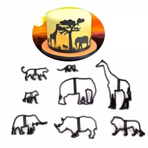 Molde cortador de fondant decoración de siluetas de animales de safari 8 piezas - Imagen 1 de 2