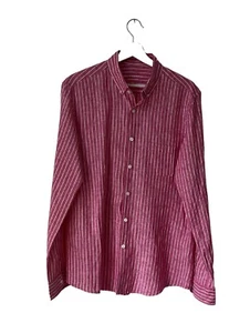 Adolfo Dominguez Herren rot und weiß Streifen Leinenmischung langärmelig Größe Medium - Bild 1 von 5