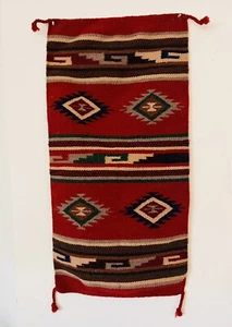 Mexican, Native American Blanket Colorful Wool Fringe. Measures 20 X 39” VNTG - Picture 1 of 12