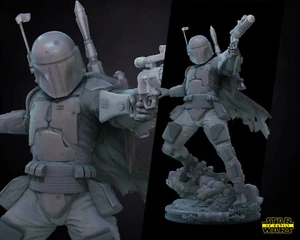 Boba Fett 3d Printed Figure, Star Wars Bounty Hunter Collectible, Unpainted - Picture 1 of 7