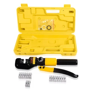 10T Hydraulic Crimping Tool Wire Battery Cable Lug Terminal W/ Case Dies Sets - Picture 1 of 7