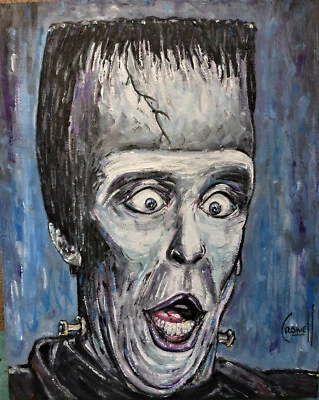SURPRISE MUNSTER wow 怪物 8x10 帆布 电视 赫尔曼 原版 Crowell 新绘画 — 第 1/4 张图片