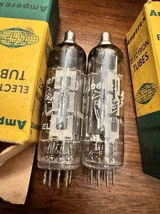 Pair Amperex EL81 Vintage Beam Power “Bugle Boy” Regulator Tubes Blackburn - Picture 1 of 23