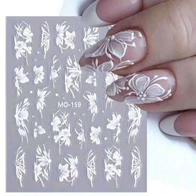 NAIL STICKERS FLOWERS TULIPS 5D Nail Art Stickers Decals Embossed Flowers Floral Wedding Decoration (MO159)