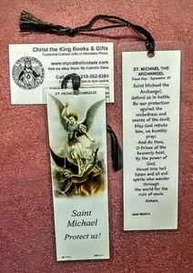 ST MICHAEL the ARCHANGEL LAMINATED BOOKMARKER WITH TASSEL & CLASSIC PRAYER - Picture 1 of 1