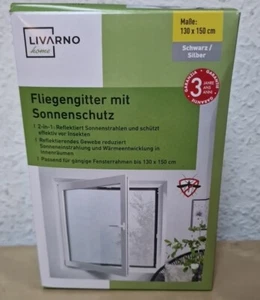 Fliegengitter mit Sonnenschutz Größe 130 x 150 cm schwarz/silber - Bild 1 von 7