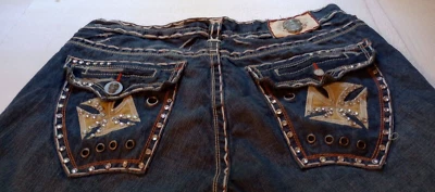 Vintage Laguna Beach Jeans White Stitching Skull with Swarovski crystal  men  38 - Image 1 of 4