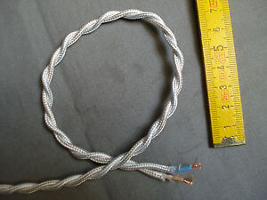 fil câble électrique torsadé gainé BLANC (lot de 1,5 m) 2 brins 2 x 0,5 mm2 