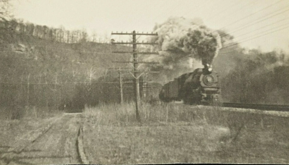 Vintage 1933 Steam Engine 6773 Train Railroad East of Fernwood Ohio Real Photo - Image 1 of 3