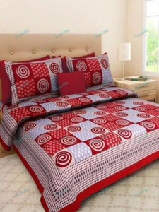 Modern Desginer Geometric Printed Cotton Double Bed Sheet With 2 Pillow Cover - Picture 1 of 8