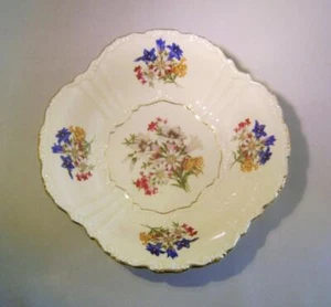 Cottier Freres Schweiz Porzellan Schale Blumendekor eckig geformte Form - Bild 1 von 7