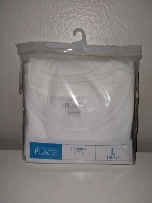 1 NEW, Childrens Place Boys 2 pack Layering White T shirts Size LARGE 10-12 - Image 1 of 3