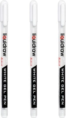 Liquidraw White Gel Pens Set of 3 For Art, Black Paper 0.8mm Fine Point Gel Pen