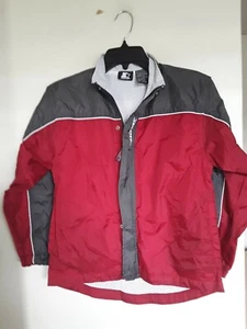 Jungen 10/12 10-12 durchgehender Reißverschluss Langarm STARTER JACKE rot grau - Bild 1 von 3