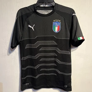 ITALY 2018 2019 HOME FOOTBALL SHIRT SOCCER JERSEY PUMA sz Small Black White - Picture 1 of 8