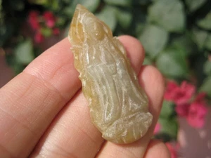 Natural Kuan Yin Jade stone mineral carving Thailand Jewelry art A2 - Picture 1 of 5