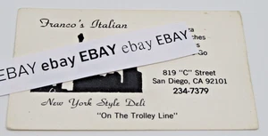 Franco's Italian New York Style Deli SAN DIEGO "C" Street Business Card 92101 - Picture 1 of 3