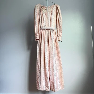 Vintage Handmade Floral Maxi Dress Milkmaid Cottagecore Prairiecore size 2 - Image 1 of 4