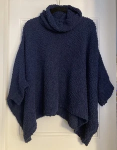 Romeo & Juliet Couture Plüsch Poncho Cape Pullover Blau Rollkragen Oberteil Damen L - Bild 1 von 8