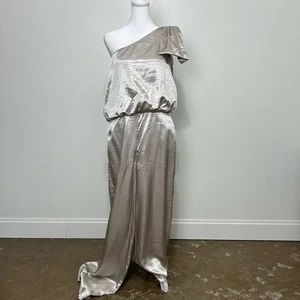 Neu mit Etikett Rachel Roy silberfarbener Satin-Overall 10 Damen formell besondere Anlässe - Bild 1 von 17
