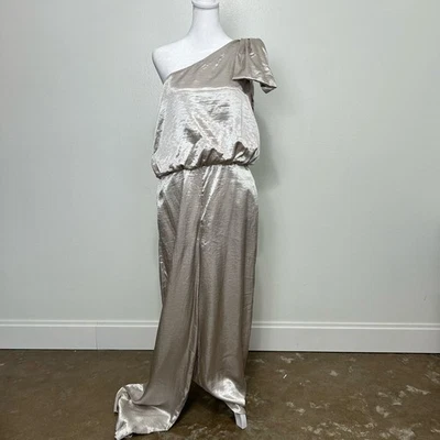 NUEVO CON ETIQUETAS RACHEL ROY Mono Plateado Satinado 10 Mujer Formal Ocasión Especial Foto 1 de 4