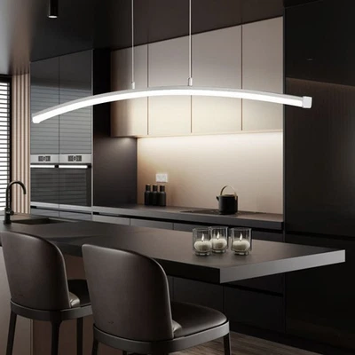 Lampada a Sospensione Sala Pranzo Luce Da Cucina LED Nichel Opaco L 100 CM - Immagine 1 di 4