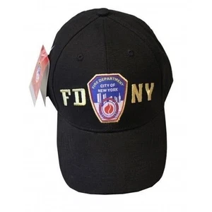 FDNY BASEBALL HAT BALL CAP BLACK YELLOW FIRE DEPARTMENT NEW YORK BADGE MENS - Picture 1 of 1