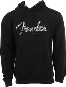 Fender Wavy Checker Logo Hoodie - Black, XL - Picture 1 of 4