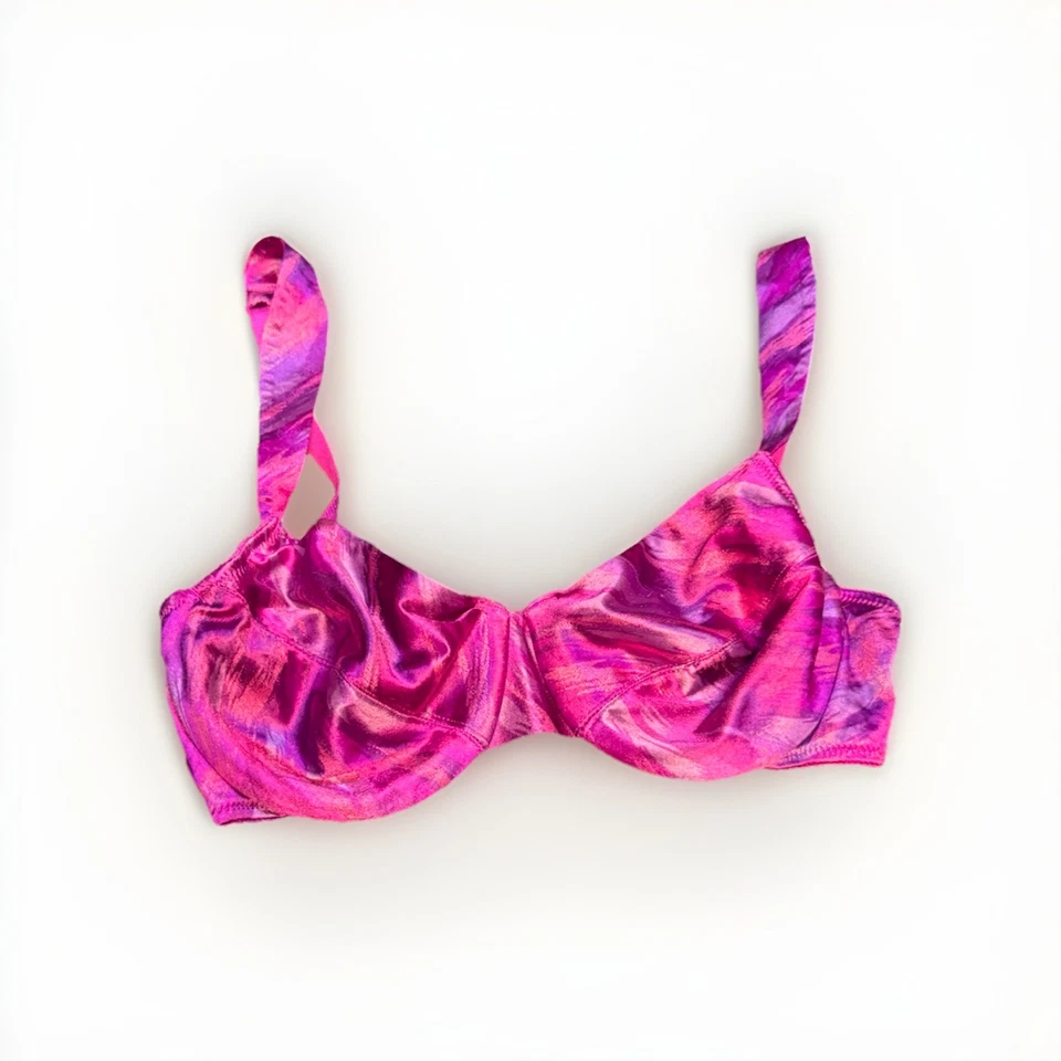Sujetador Victoria’s Secret Satén Remolino 34C Púrpura Rosa Tie Dye Brillo Y2K Raro Foto 1 de 3