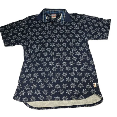 VTG Mens PCH Polo Shirt Short Sleeve Geometric Floral Size Large 14-16 Blue - Image 1 of 4