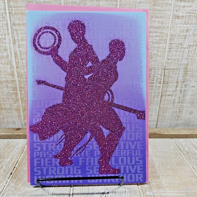 Hallmark Birthday Greeting Card Black Panther Purple Pink Glitter Women 6x8 - Image 1 of 4
