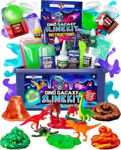 Dino Galaxy DIY Fun Slime Kit Glow in the Dark Slime Kit with Dino Toys - Picture 1 of 2