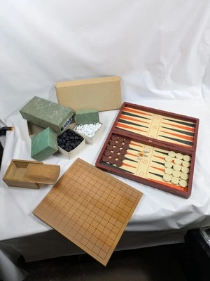 Vintage Japanese Board Games Go, Backgammon With Pieces, Board Game Bundle - Image 1 of 4