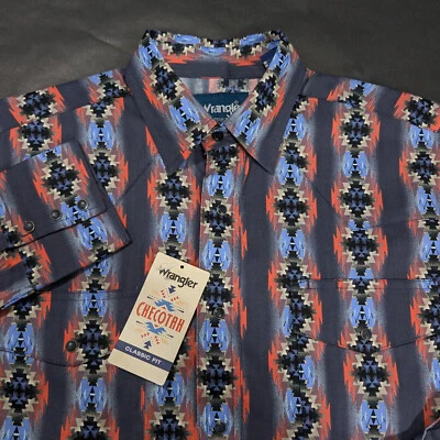 Wrangler Checotah Western Shirt Size M Classic Fit Aztec Southwestern Pearl Snap - Image 1 of 4