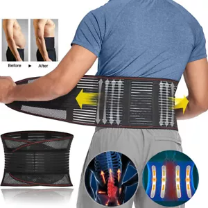 Lumbar Back Support Belt Lower Waist Pain Relief Double Pull Brace Men & Women - Picture 1 of 18