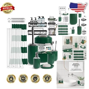 Elegant 25-Piece Bathroom Set: Shower Caddy, Curtain, & Essential Accessories - Picture 1 of 10