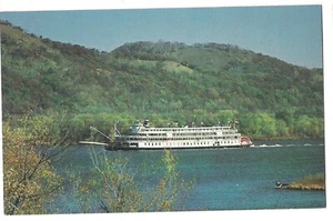 WISCONSIN HILLS and DELTA QUEEN Steamboat Mississippi River Paddlewheel Postcard - Picture 1 of 2